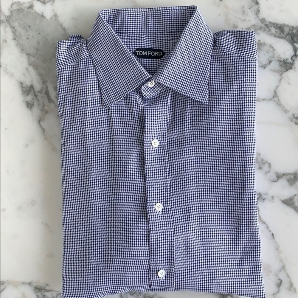 Tom Ford Blue and White Pattern Shirt
